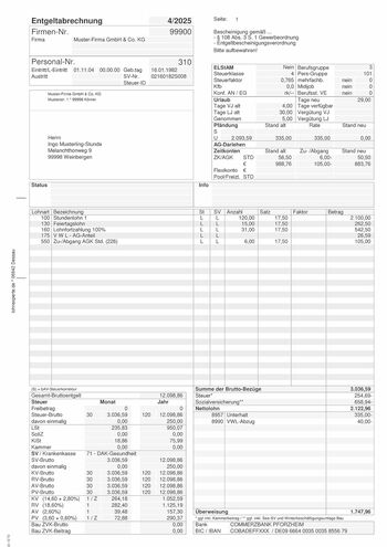 Muster Entgeltabrechnung (ADDISON SBS Lohn)