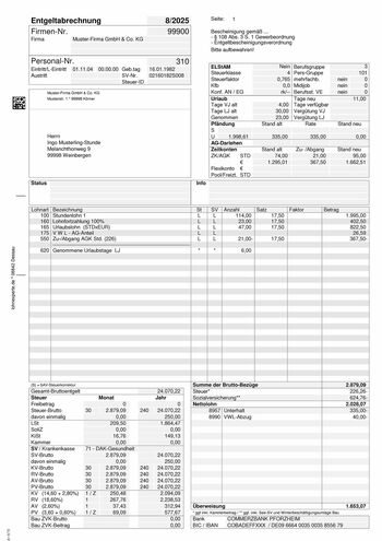 Muster Entgeltabrechnung (ADDISON SBS Lohn)