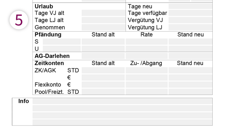 Urlaubsstand / Zeitkonten - Muster Entgeltabrechnung - SBS Lohn plus®