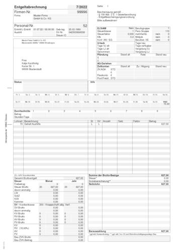Lohnabrechnung Kurzfristige Beschäftigung (ADDISON SBS Lohn / Wolters Kluwer Software und Service GmbH)