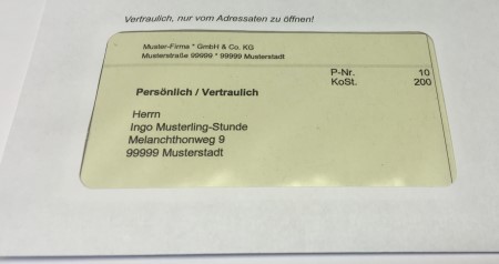 Kuvertierte Lohnabrechnung